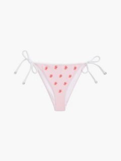 Allover Script Monogram Bikini Bottom — Rose Petal / White 5