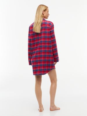 Женское платье Tommy Hilfiger Plaid Flannel Sleep Dress, цвет: Клетчатый красный — фото 4