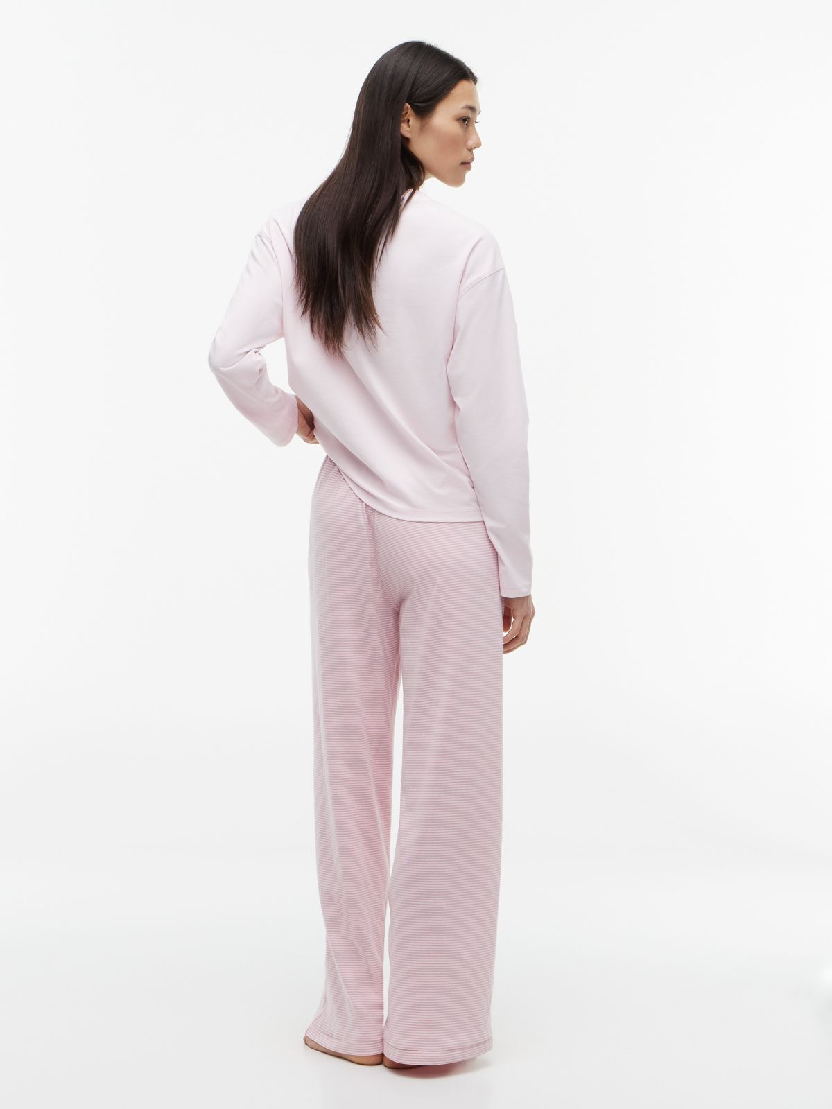 Jersey T-Shirt & Pant Sleep Set — Pink / Striped Rose