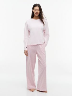Jersey T-Shirt & Pant Sleep Set, Pink / Striped Rose