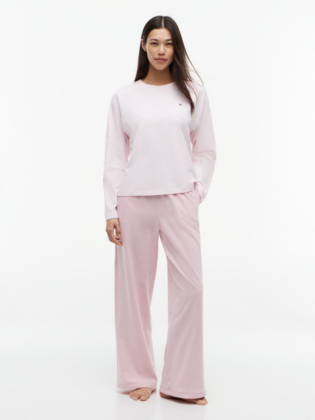 Jersey T-Shirt & Pant Sleep Set — Pink / Striped Rose