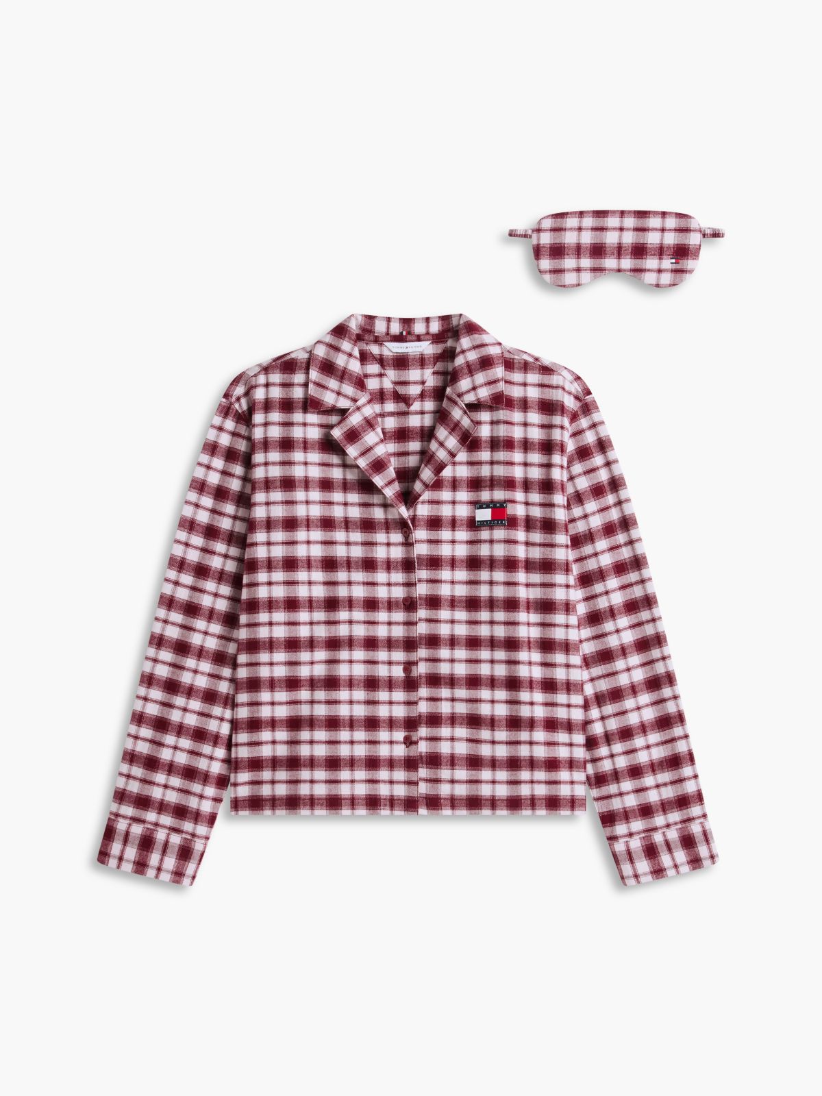 Flannel Pajama & Sleep Mask Gift Set — Light Pink Plaid