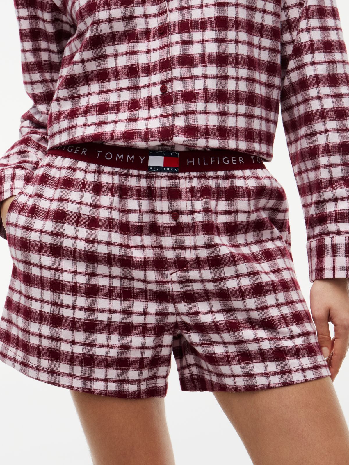 Flannel Pajama & Sleep Mask Gift Set — Light Pink Plaid