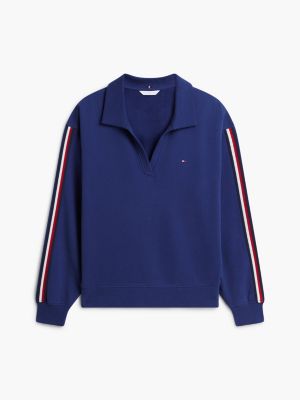 Женский свитер Tommy Hilfiger Signature Stripe Terry Sleep Pullover, цвет: Синий чернильный — фото 5