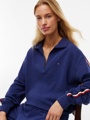Женский свитер Tommy Hilfiger Signature Stripe Terry Sleep Pullover, цвет: Синий чернильный — фото 3
