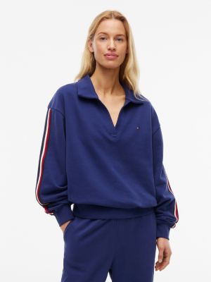 Signature Stripe Terry Sleep Pullover, Blue Ink