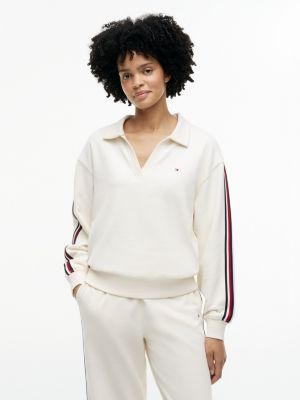 Signature Stripe Terry Sleep Pullover, Ivory Petal