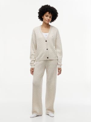 Женский кардиган Tommy Hilfiger Cable Knit Wool-Blend Lounge Cardigan, цвет: Меланжевый — фото 2