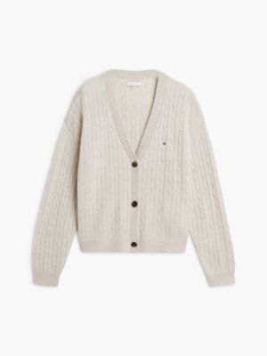 Женский кардиган Tommy Hilfiger Cable Knit Wool-Blend Lounge Cardigan, цвет: Меланжевый — фото 5