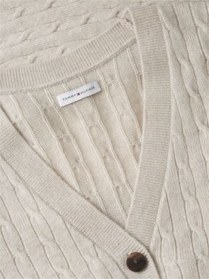Женский кардиган Tommy Hilfiger Cable Knit Wool-Blend Lounge Cardigan, цвет: Меланжевый — фото 6