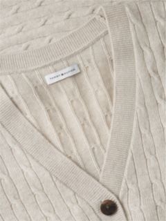 Cable Knit Wool-Blend Lounge Cardigan — Heather Oatmilk 6