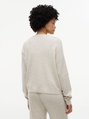Женский кардиган Tommy Hilfiger Cable Knit Wool-Blend Lounge Cardigan, цвет: Меланжевый — фото 4