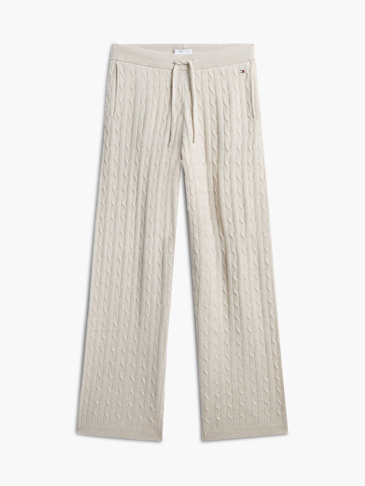 Cable Knit Wool-Blend Lounge Pant — Heather Oatmilk