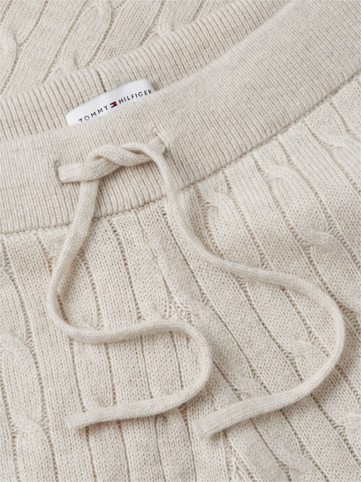 Cable Knit Wool-Blend Lounge Pant — Heather Oatmilk