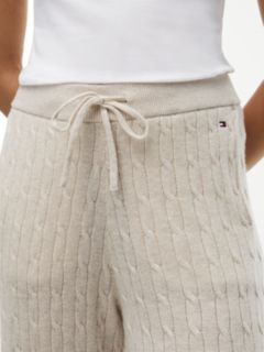 Cable Knit Wool-Blend Lounge Pant — Heather Oatmilk 3