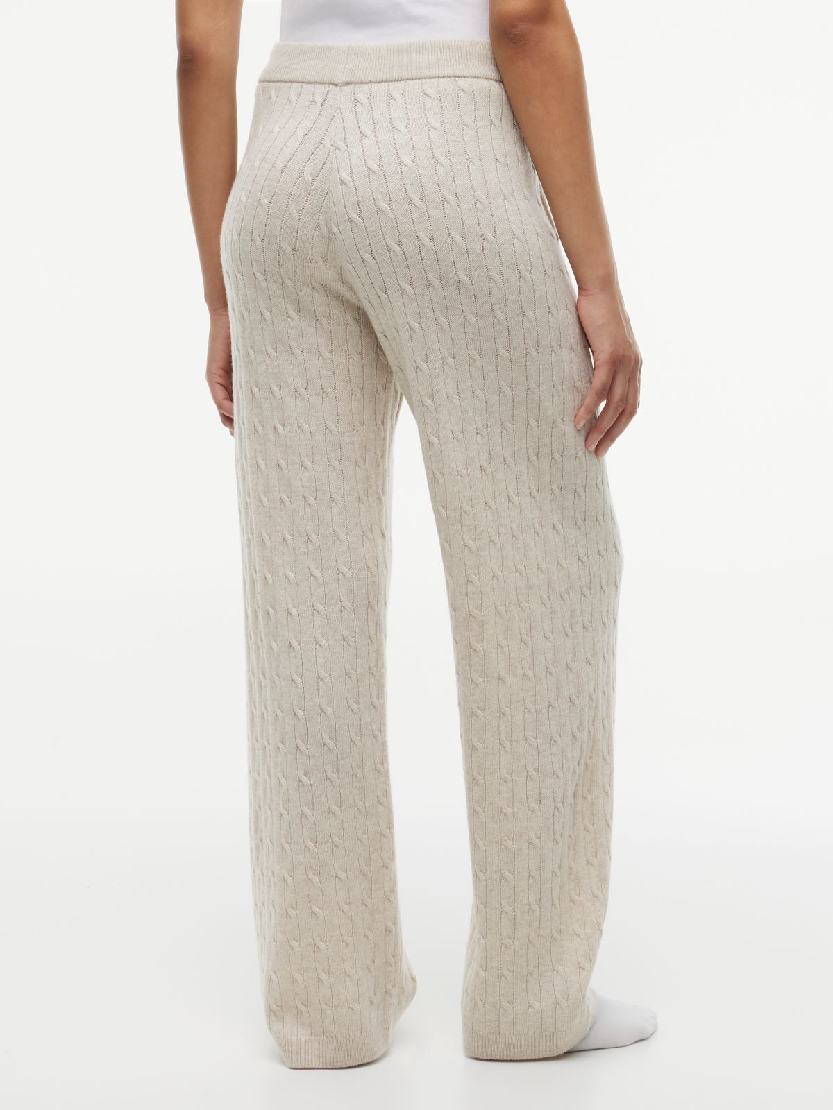 Cable Knit Wool-Blend Lounge Pant — Heather Oatmilk