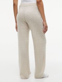 Cable Knit Wool-Blend Lounge Pant — Heather Oatmilk 4