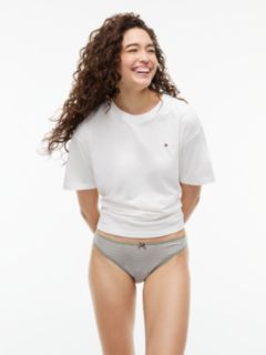 Stretch-Cotton Brazilian Panty 3-Pack — Sage Stripe / White 7