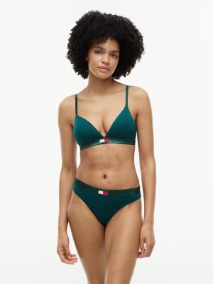 Shimmer Stretch-Cotton Thong, Ornamental Green