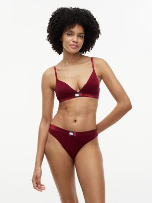 Shimmer Stretch-Cotton Thong, Rouge