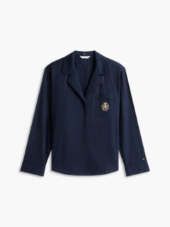 Crest Logo Dobby Shirt & Pant Sleep Set — Woven Stripe 5