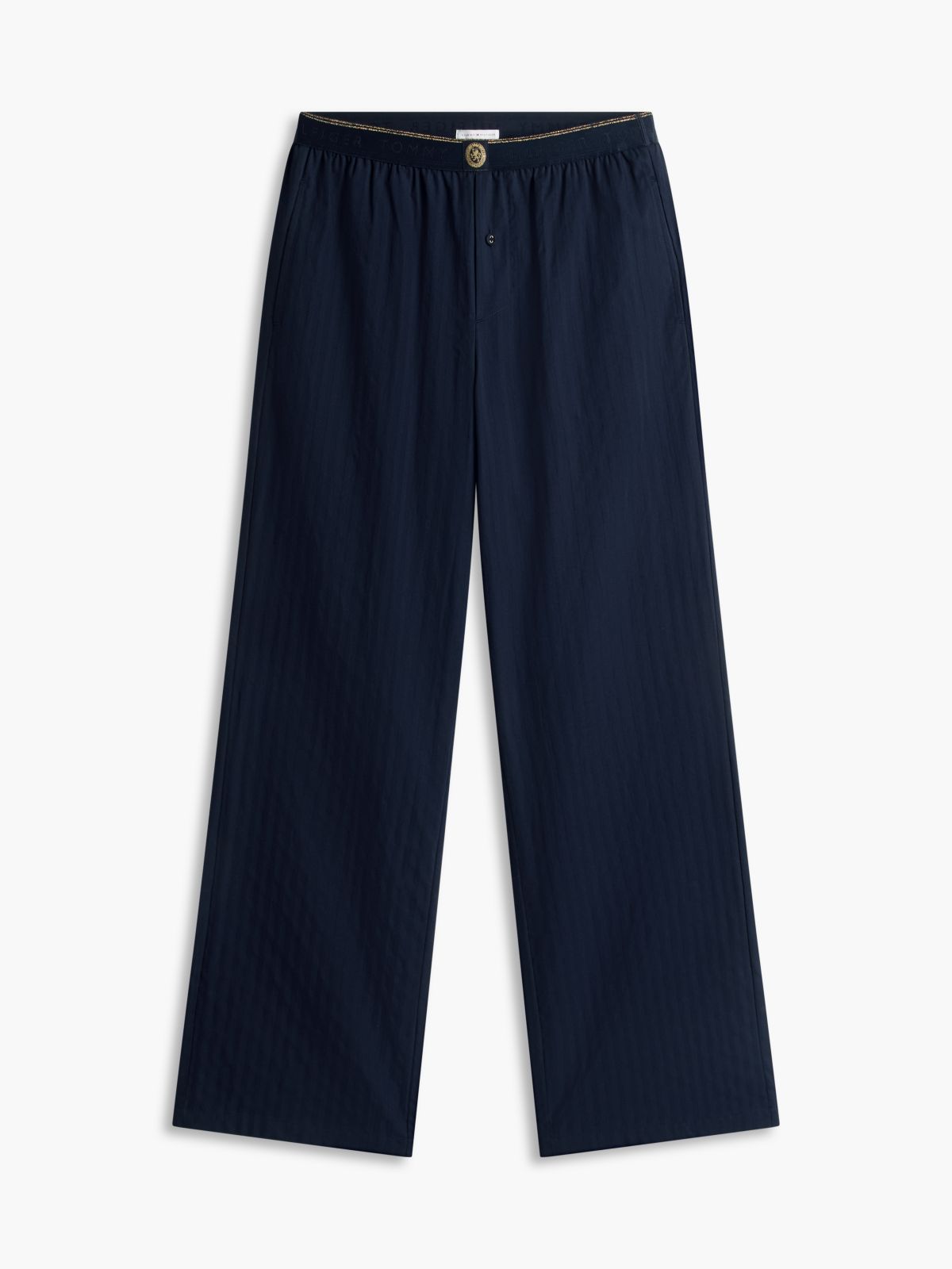 Crest Logo Dobby Shirt & Pant Sleep Set — Woven Stripe