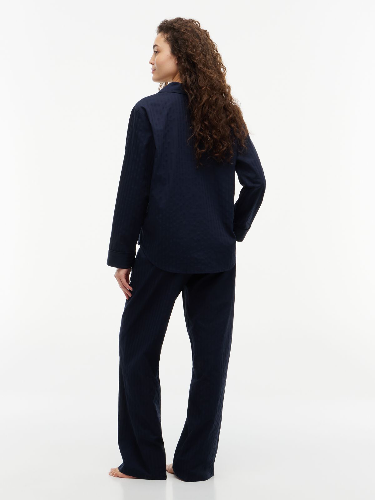 Crest Logo Dobby Shirt & Pant Sleep Set — Woven Stripe