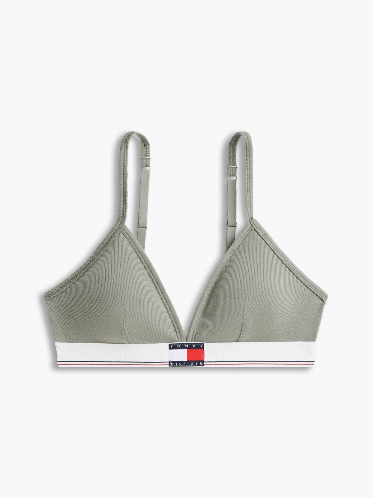Varsity Rib-Knit Triangle Bralette — Utility Sage