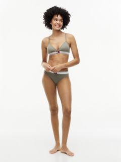 Varsity Rib-Knit Triangle Bralette — Utility Sage 2