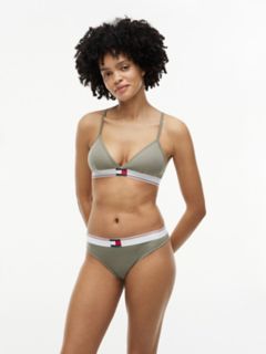 Varsity Rib-Knit Triangle Bralette — Utility Sage 1