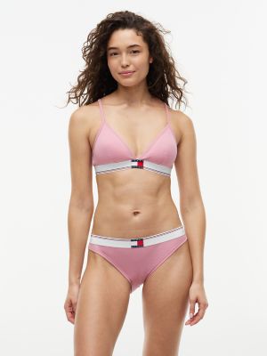Varsity Rib-Knit Triangle Bralette, Little Rosey