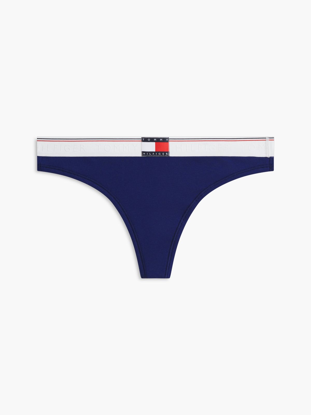 Varsity Rib-Knit Thong — Blue Ink