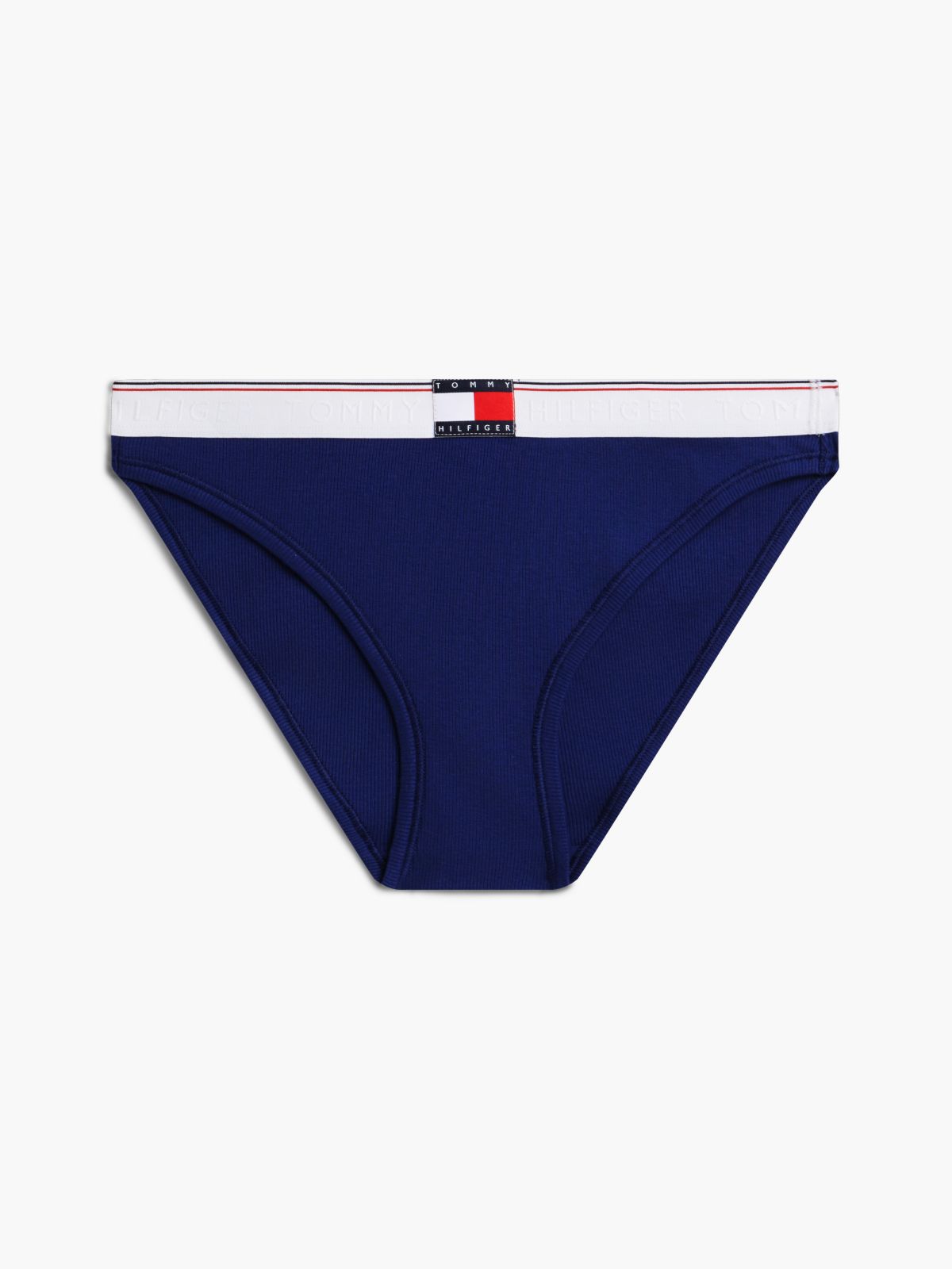 Varsity Rib-Knit Bikini Brief — Blue Ink