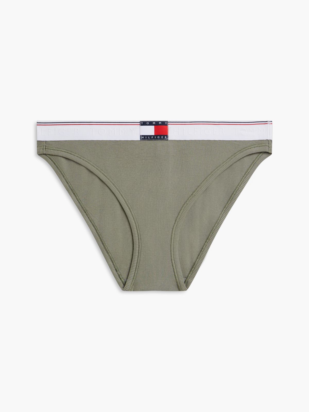 Varsity Rib-Knit Bikini Brief — Utility Sage