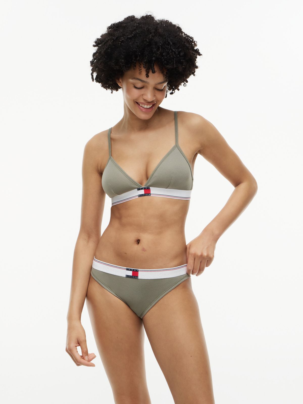 Varsity Rib-Knit Bikini Brief — Utility Sage