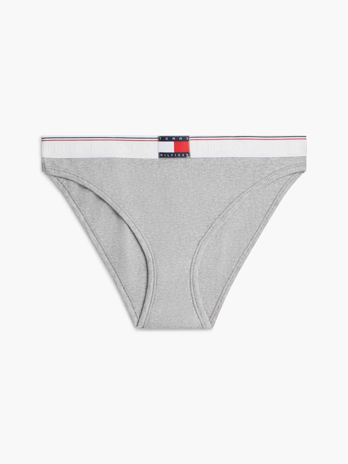 Varsity Rib-Knit Bikini Brief — Light Grey Heather