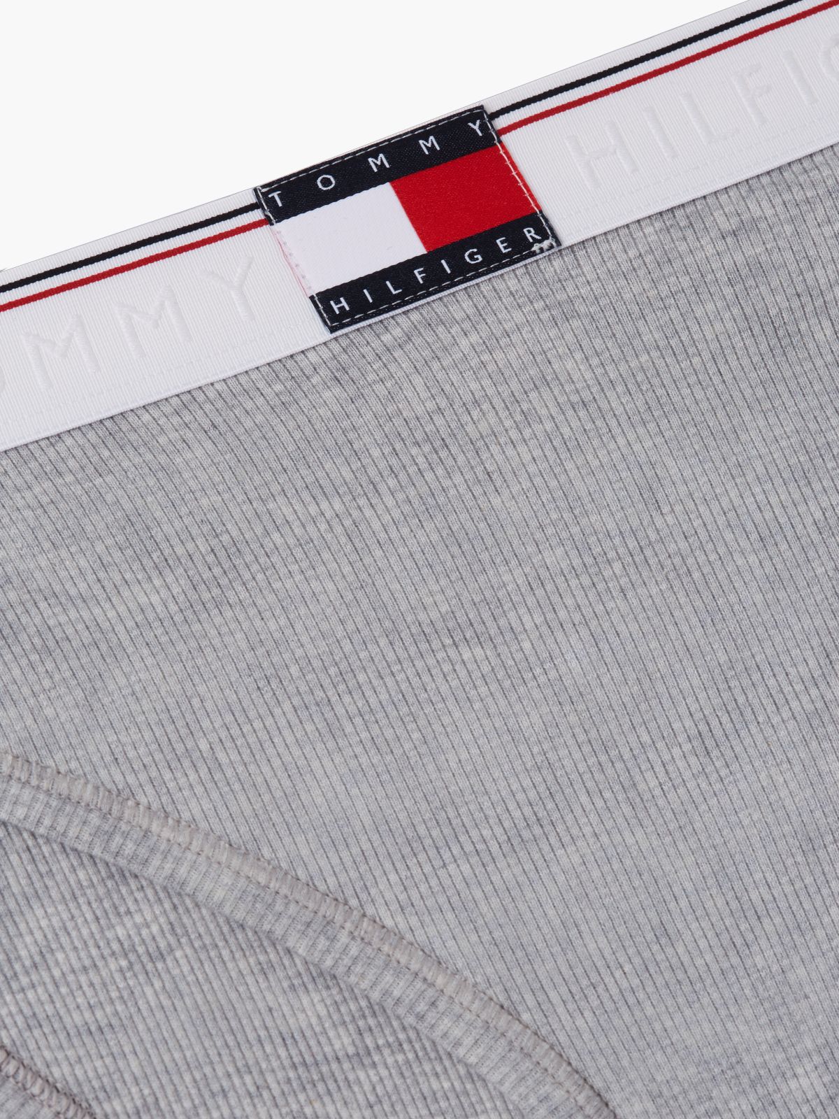 Varsity Rib-Knit Bikini Brief — Light Grey Heather