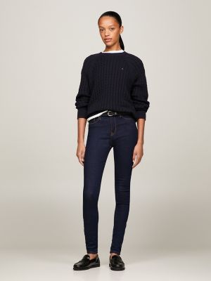 Dark Rinse Mid-Rise Skinny Fit Jean, Dark Denim 