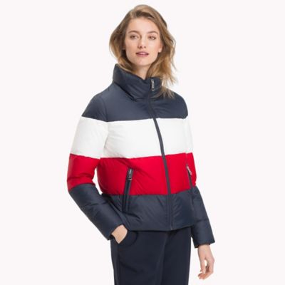 tommy hilfiger women's color block puffer jacket