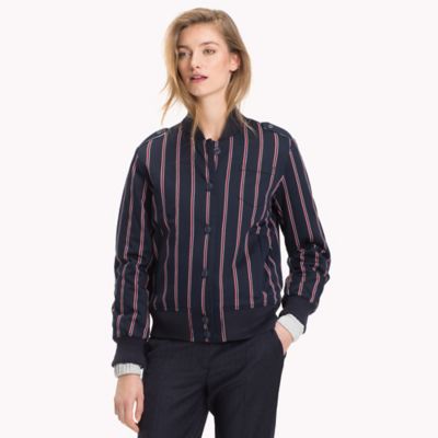 tommy hilfiger stripe padded bomber jacket