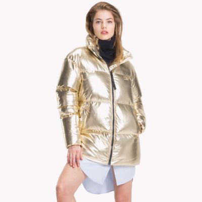 tommy hilfiger gold puffer jacket