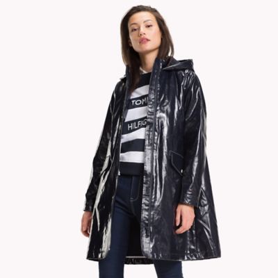 tommy hilfiger women's hooded raincoat