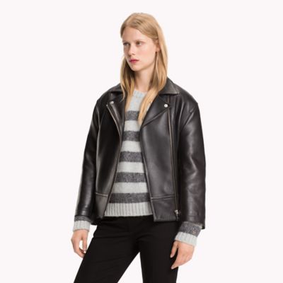 tommy hilfiger leather jacket womens