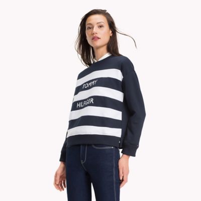 tommy hilfiger logo stripe sweatshirt