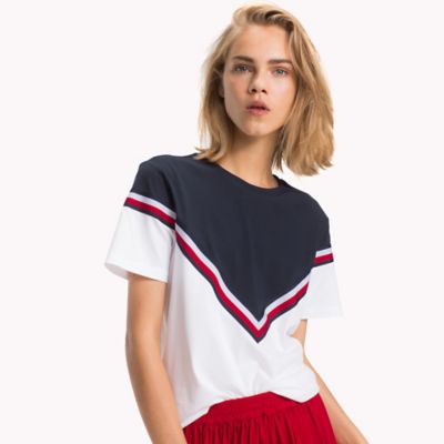 tommy hilfiger red white and blue t shirt