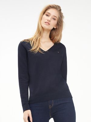 Tommy hilfiger women's hot sale v neck sweater