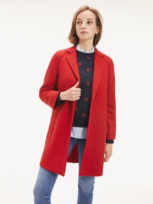 womens red tommy hilfiger coat