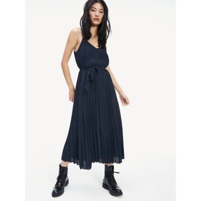 pleated slip dress