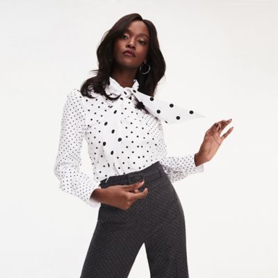 Zendaya Polka Dot Fitted Cotton Shirt 