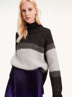 tommy icons metallic stripe cardigan